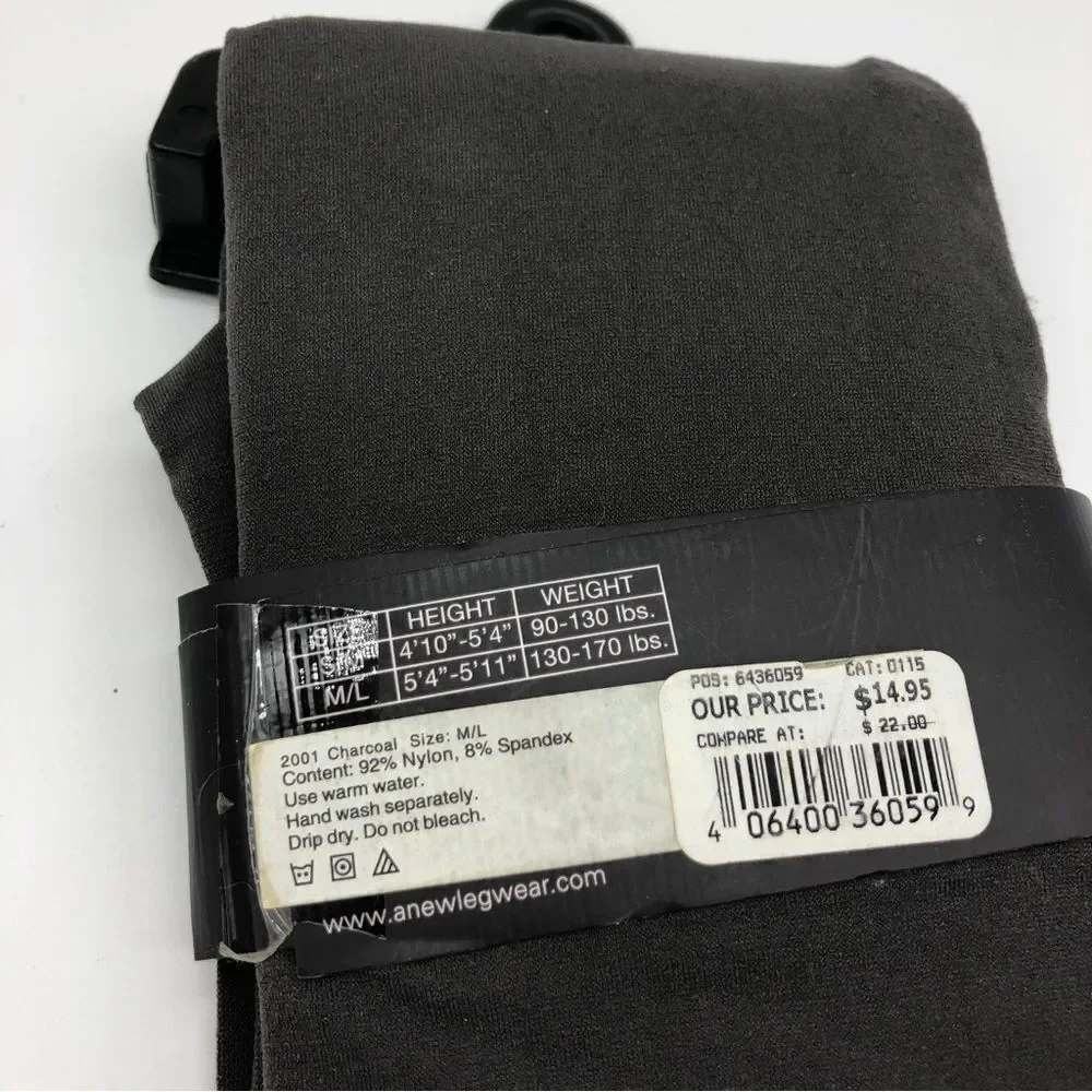 🆕 Mia Spiga‎ Charcoal Gray Tights 2 Pair Size M/L NWT